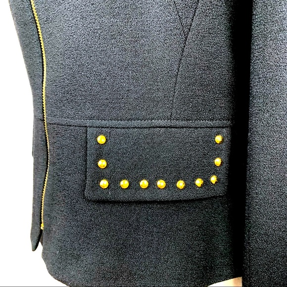 Cache Classic Zip Up Black Blazer Size 10 - Picture 5 of 11